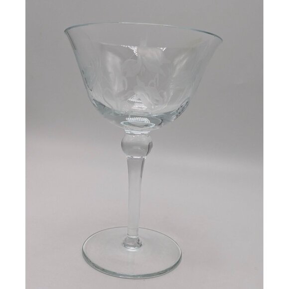 Etched Columbine Floral Champagne Glass Vintage Stemware 6" Replacement Vintage - Picture 15 of 16